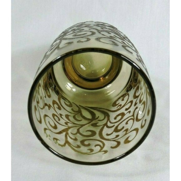 Vintage Libbey Prado Amber Scroll Glass On Glass Tumbler - Picture 2 of 6